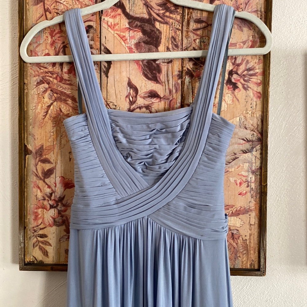 BCBGMAXAZRIA GOWN BLUE FULL LENGTH GOWN DRESS LIGHT BLUE STRETCH BOHO ETHEREAL 4 - Picture 6 of 17